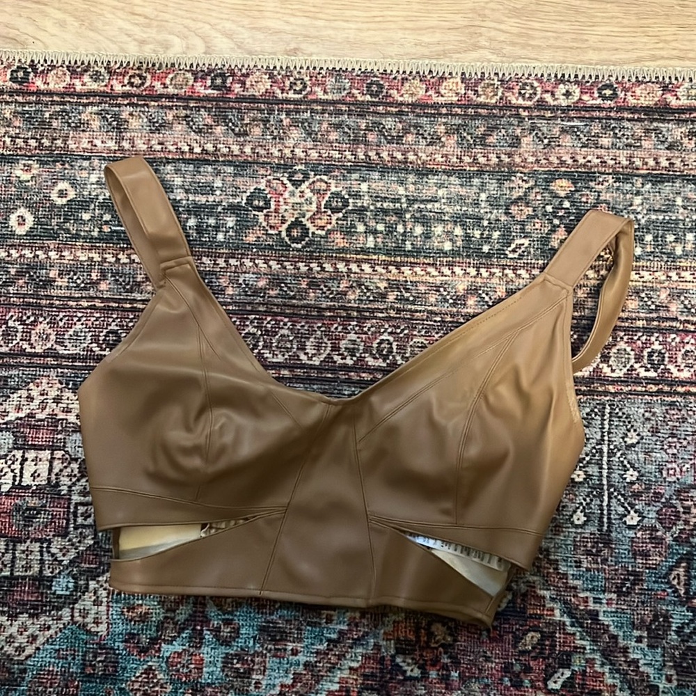 Zara crop top leather